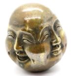 Four faced antique type brass Buddha head. P&P Group 1 (£14+VAT for the first lot and £1+VAT for