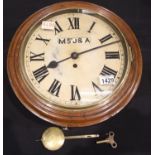 Manchester South Junction and Altrincham fusee railway signal box clock in oak and mahogany case