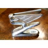 Chrome Bentley B on stand, H: 16 cm. P&P group 2 (£18+ VAT for the first lot and £3+ VAT for