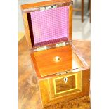 Edwardian inlaid tea caddy, 18 cm squared. P&P group 2 (£18+ VAT for the first lot and £3+ VAT for