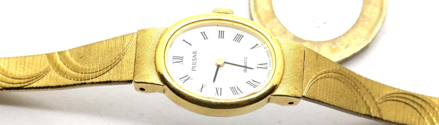 Ladies vintage Pulsar gold plated wristwatch with new battery. P&P Group 1 (£14+VAT for the first - Image 4 of 4