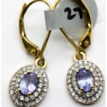 Ladies vintage gold plated 925 silver drop earrings, 3g. P&P Group 1 (£14+VAT for the first lot