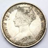 1873 silver gothic florin of Queen Victoria. P&P Group 1 (£14+VAT for the first lot and £1+VAT for