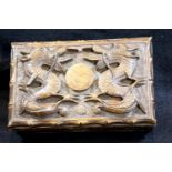 Hand carved Burmese hardwood box with dragon detail, WWII purchase. P&P group 2 (£18+ VAT for the