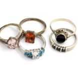 Five assorted sterling silver rings, various sizes. P&P Group 1 (£14+VAT for the first lot and £1+