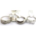 Five stone set silver rings. P&P Group 1 (£14+VAT for the first lot and £1+VAT for subsequent lots)