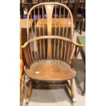 Ercol elm seated windsor style rocking chair. Not available for in-house P&P Condition Report: