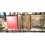 Four vintage 1 gallon fuel cans including two by Pratts. Not available for in-house P&P