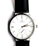 Ornake gents new boxed wristwatch, silver and white on a leather strap with Japanese Miyota