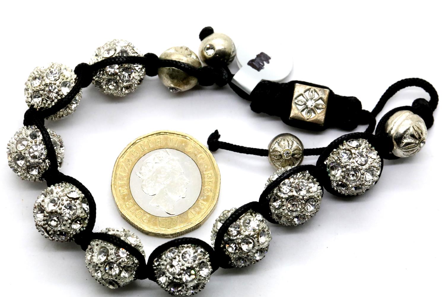 Ladies shamballa style bracelet, L: 20 cm. P&P Group 1 (£14+VAT for the first lot and £1+VAT for