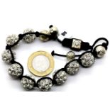 Ladies shamballa style bracelet, L: 20 cm. P&P Group 1 (£14+VAT for the first lot and £1+VAT for