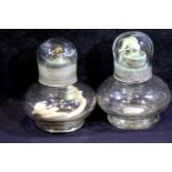 Pair of glass plug oil lamps, H: 9 cm. P&P Group 2 (£18+VAT for the first lot and £3+VAT for
