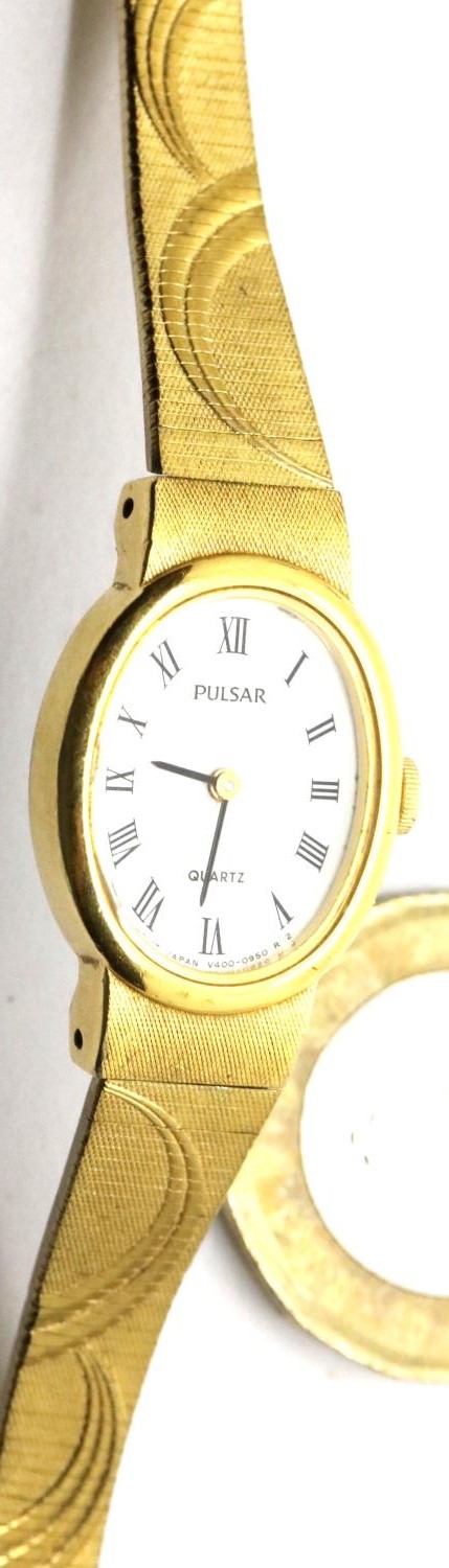 Ladies vintage Pulsar gold plated wristwatch with new battery. P&P Group 1 (£14+VAT for the first - Image 2 of 4