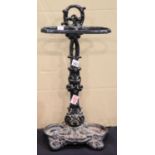 Large Coalbrookdale style cast iron black painted double stick stand. Not available for in-house P&P