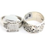 Two ladies silver rings, stamped 925, size R and Q. P&P Group 1 (£14+VAT for the first lot and £1+