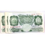 Ten 1950s Beale green £1 notes in good condition. P&P Group 1 (£14+VAT for the first lot and £1+