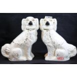 Pair of Staffordshire spaniels, H: 25 cm. P&P Group 3 (£25+VAT for the first lot and £5+VAT for