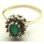 Ladies 9ct gold green amethyst and diamond set ring, size L, 1.4g. P&P Group 1 (£14+VAT for the