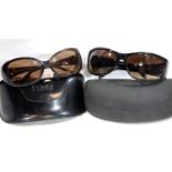 Cased pair of Bruce Oldfield sunglasses and a cased pair of Fendi sunglasses. P&P Group 1 (£14+VAT