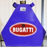 Blue Bugatti petrol can, H: 32 cm. P&P Group 3 (£25+VAT for the first lot and £5+VAT for