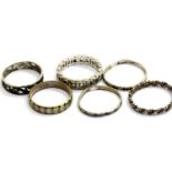Six various silver band rings. P&P Group 1 (£14+VAT for the first lot and £1+VAT for subsequent