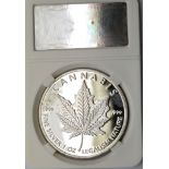 2014 slabbed silver one ounce cannabis round. P&P Group 1 (£14+VAT for the first lot and £1+VAT