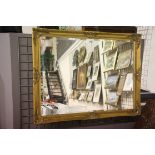 Large rectangular gilt wood framed bevelled edge mirror, 90 x 114 cm. Not available for in-house P&P