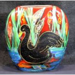 Anita Harris vase in the Black Swan pattern, H: 12.5 cm. P&P group 2 (£18+ VAT for the first lot and