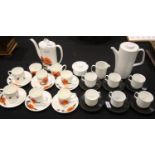 Wedgwood Susie Cooper design Corn Poppy coffee service of fourteen pieces and a Rosenthal coffee