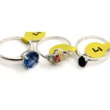 Three assorted 925 silver stone set rings, all size S. P&P Group 1 (£14+VAT for the first lot and £