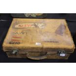 Leather suitcase, stamped H. Lumby RASC. P&P Group 3 (£25+VAT for the first lot and £5+VAT for