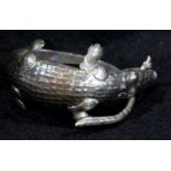 Silver crocodile bangle with stone set eyes, 75g. P&P Group 1 (£14+VAT for the first lot and £1+