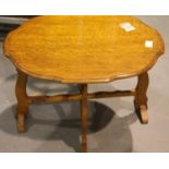 Vintage oak folding occasional table with scalloped edge. Not available for in-house P&P