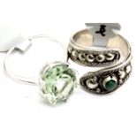 Two ladies silver rings, one stamped 925, size Q and U. P&P Group 1 (£14+VAT for the first lot