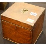 Antique oak coin collectors box with drop front and three interior shelves. P&P Group 3 (£25+VAT for