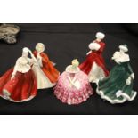 Five Royal Doulton figurines. P&P Group 3 (£25+VAT for the first lot and £5+VAT for subsequent lots)