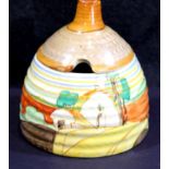 Clarice Cliff lidded House and Garden honey pot. H: 8cm. P&P group 2 (£18+ VAT for the first lot and
