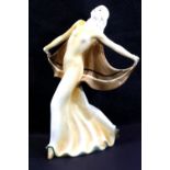 Katzhutte Art Deco dancer, H: 24 cm. P&P Group 3 (£25+VAT for the first lot and £5+VAT for