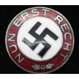 German WWII type Nun Erst Rech enamel badge, maker GES to verso. P&P group 1 (£14 + VAT for the