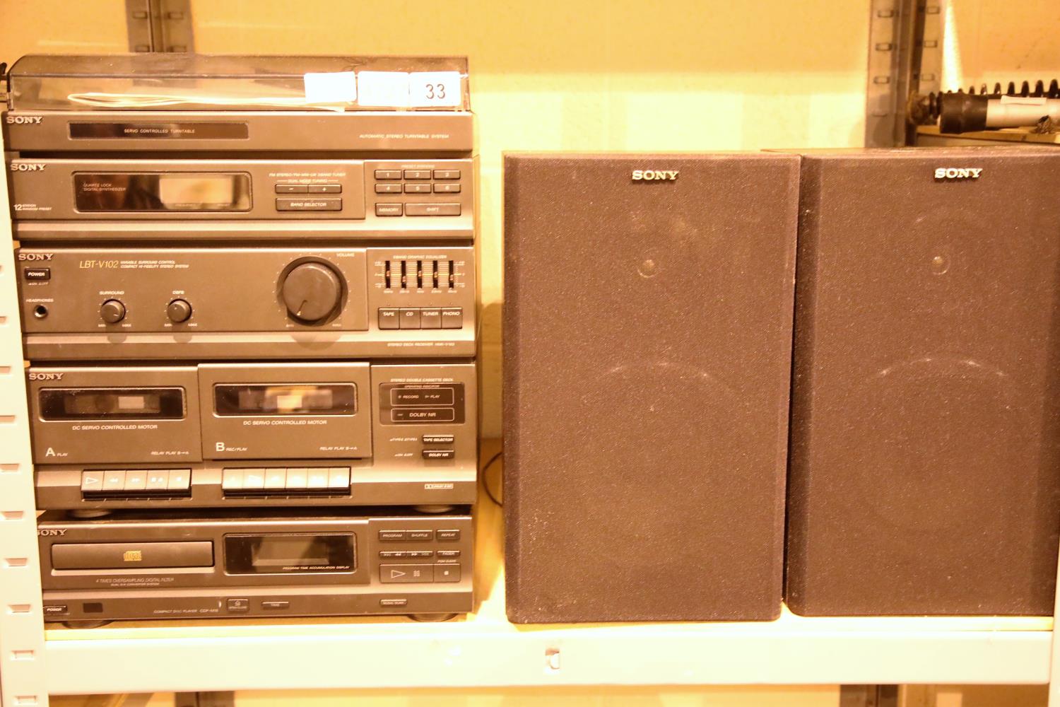 Sony LBT-V102 compact stereo system and separate Sony CDP M18 compact disc player and two