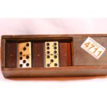 Antique set of bone and ebony dominoes. Not available for in-house P&P