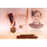 Spanish enamelled medal plus a German medal with blue ribbon display Russia 1941 leather watch strap