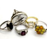Five assorted stone set sterling silver rings, various sizes. P&P Group 1 (£14+VAT for the first lot