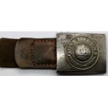 German Imperial WWI type buckle on a leather tab, dated 1917. (No Prongs). P&P Group 1 (£14+VAT