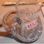 Crystal water jug, H: 15 cm. Not available for in-house P&P