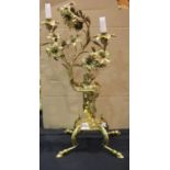 19th century gilt bronze two sconce candelabra, the body in the form of a putti grasping a floral