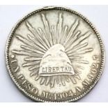 1904 silver Mexican peso. P&P Group 1 (£14+VAT for the first lot and £1+VAT for subsequent lots)