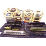 Nine vintage trains and ten boxes of Days Gone cars. Not available for in-house P&P