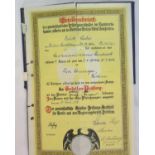German Weimar Republic type fold out canvas bound certificate, dated 1932. P&P Group 1 (£14+VAT
