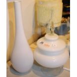 Large white glass vase and lidded glass bowl Not available for in-house P&P
